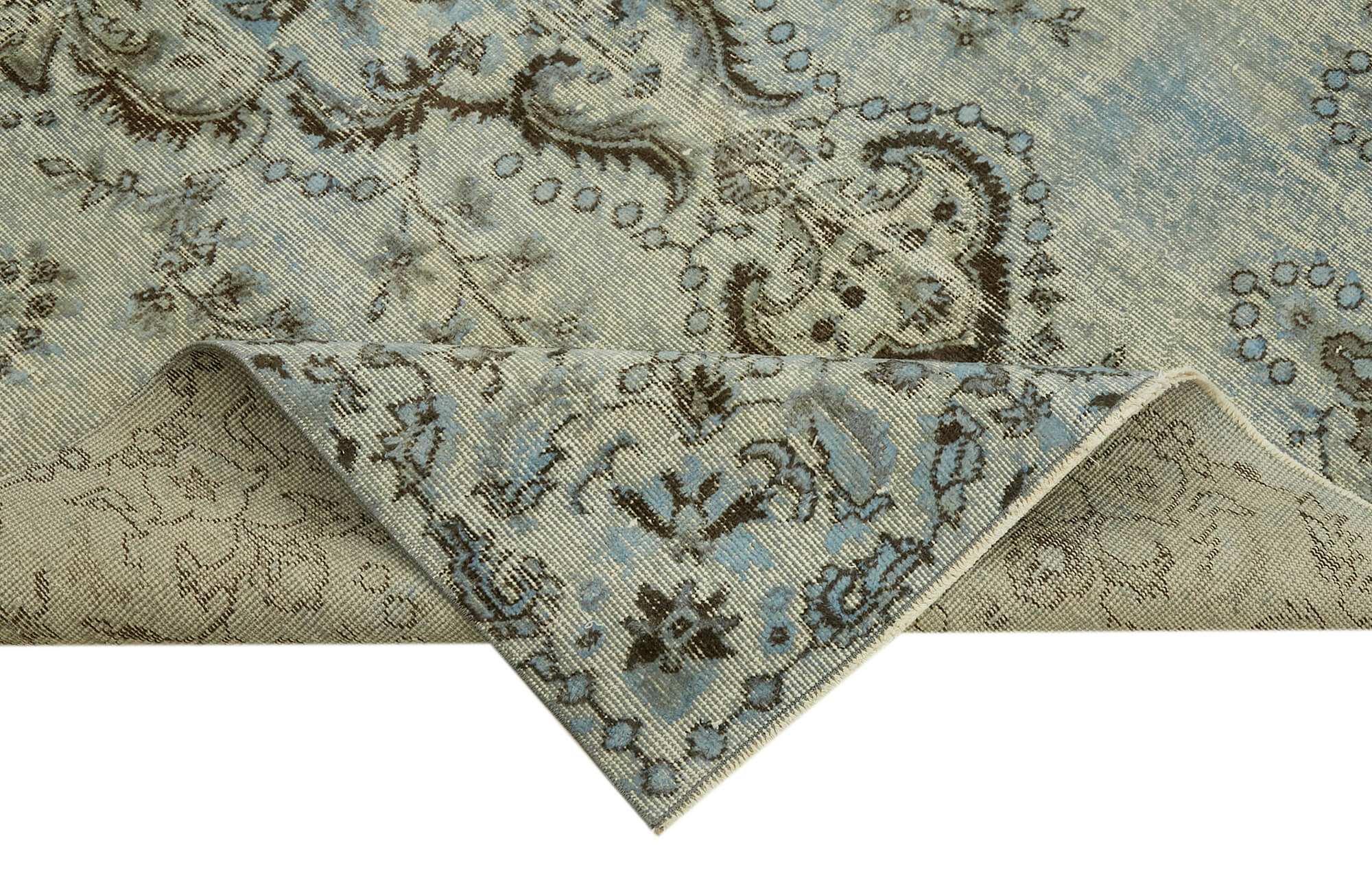 Handwoven turkish 1980s 167 cm x 262 cm blue rug