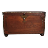 Naval officer's chest in solid mahogany-stained wood