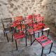 Set of 8 vintage French bistro chairs – industrial metal Tolix style