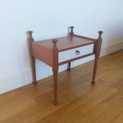 Teak bedside table with a vintage white lacquer drawer, Gautier furniture.