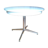 Round dining table with vintage chromed base 1970/80 years