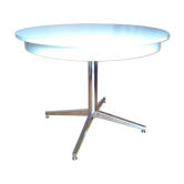 Table de repas ronde avec piétement chromé vintage années 1970/80