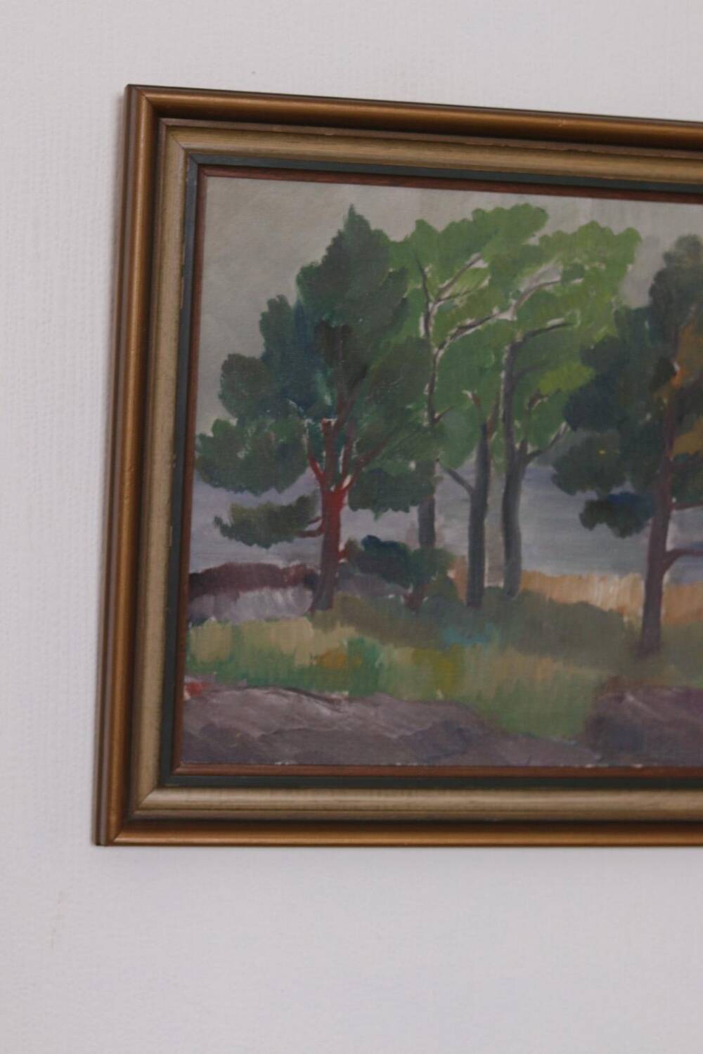 Original Mid Century Swedish Oil on Panel – “Trees, Landscape Motif” b