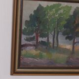 Original Mid Century Swedish Oil on Panel – “Trees, Landscape Motif” b