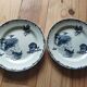 Assiettes Terre de Fer – Décor pastoral bleu – XIXe