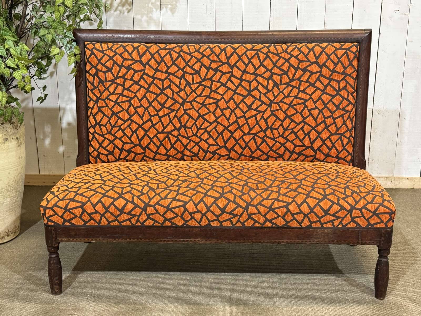 1930s bistro bench, upholstery and fabric completely redone.