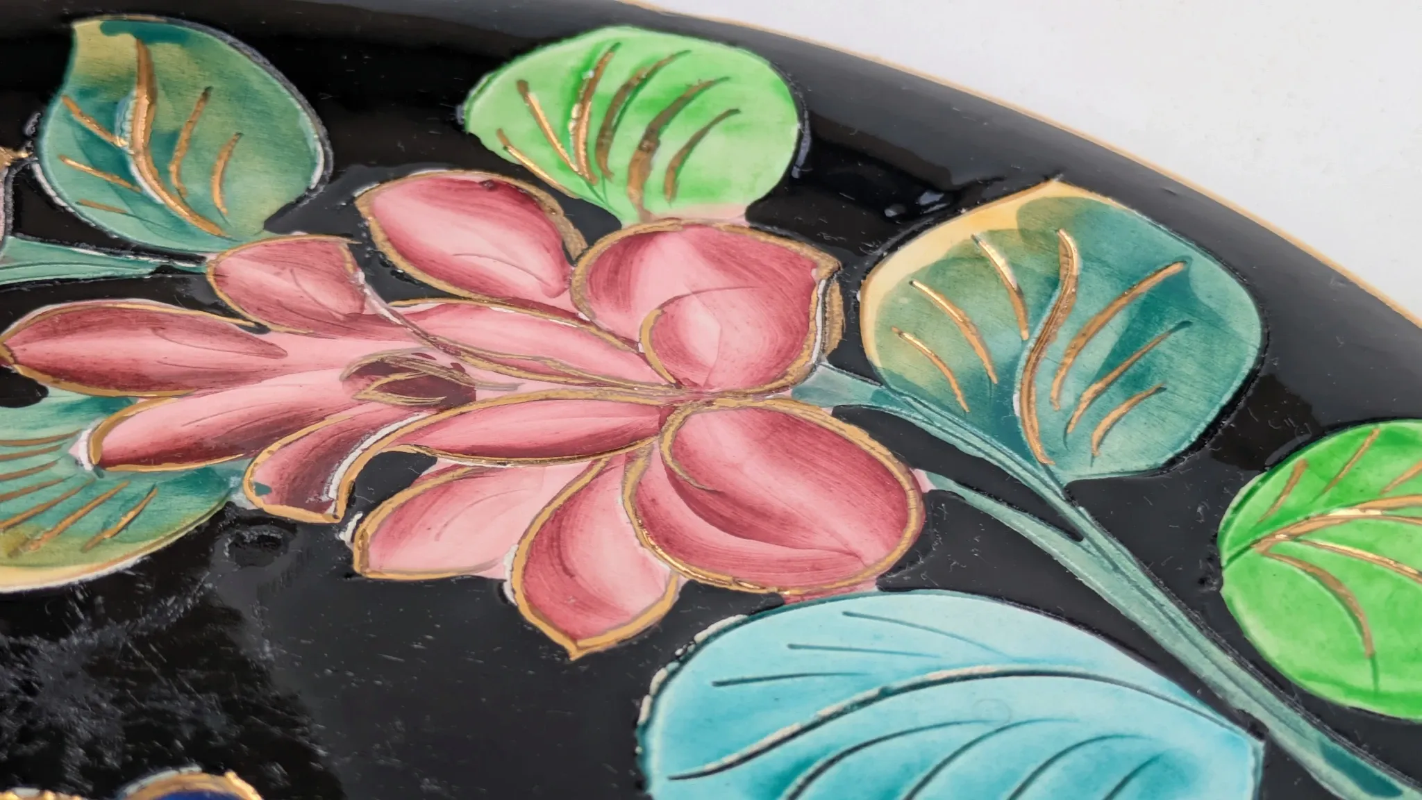 Large Decorative Enamelled Ceramic Plate — Vallauris — Floral Decoration
