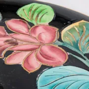 Large Decorative Enamelled Ceramic Plate — Vallauris — Floral Decoration