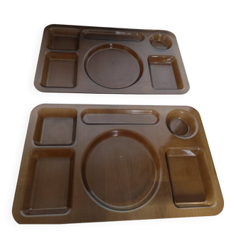 Set of vintage brown plexiglass TV trays from Italy, designed by Guzzini