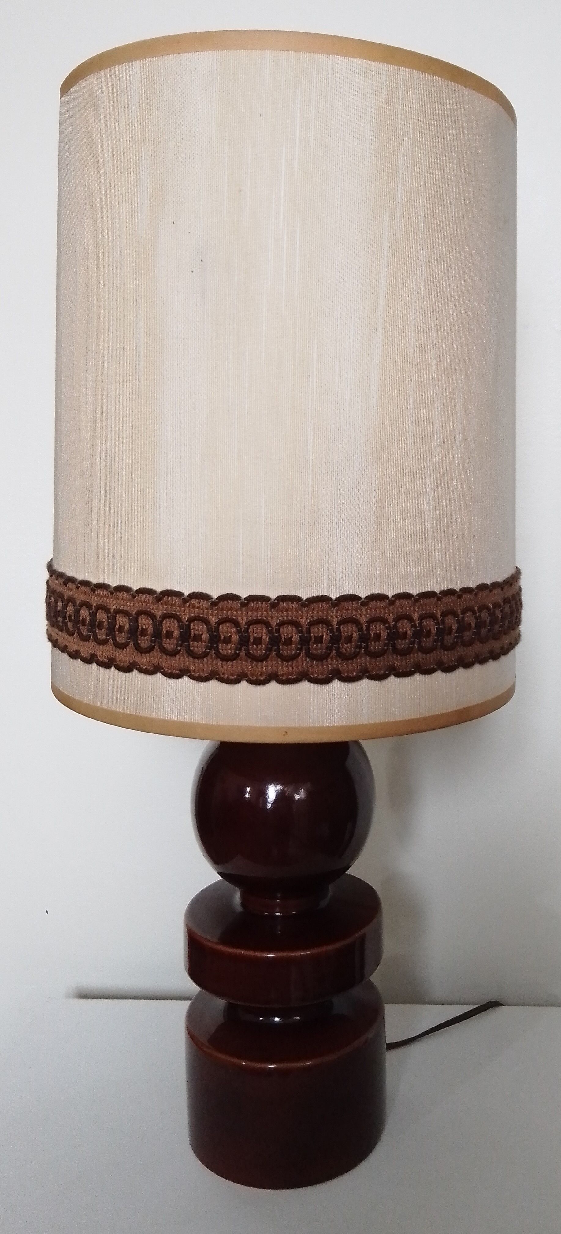 Brown ceramic foot lamp
