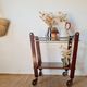 Vintage wooden and metal side table | Retro rolling cart