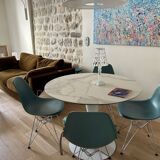 4 Eames chairs in turquoise blue color