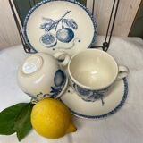 Duo of cups and undercups in English porcelain "Tudor"