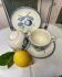 Duo of cups and undercups in English porcelain "Tudor"