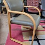 Scandinavian armchair in beech and leather