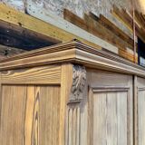 Small antique wardrobe in solid pitch pine.
