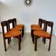 Set of 6 Girsberger Scandinavian style chairs from the 70s, vintage, solid wood, original fabric