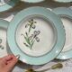 6 vintage white and green porcelain soup plates Iris Moulin des Loups "Sargosse" 1950s