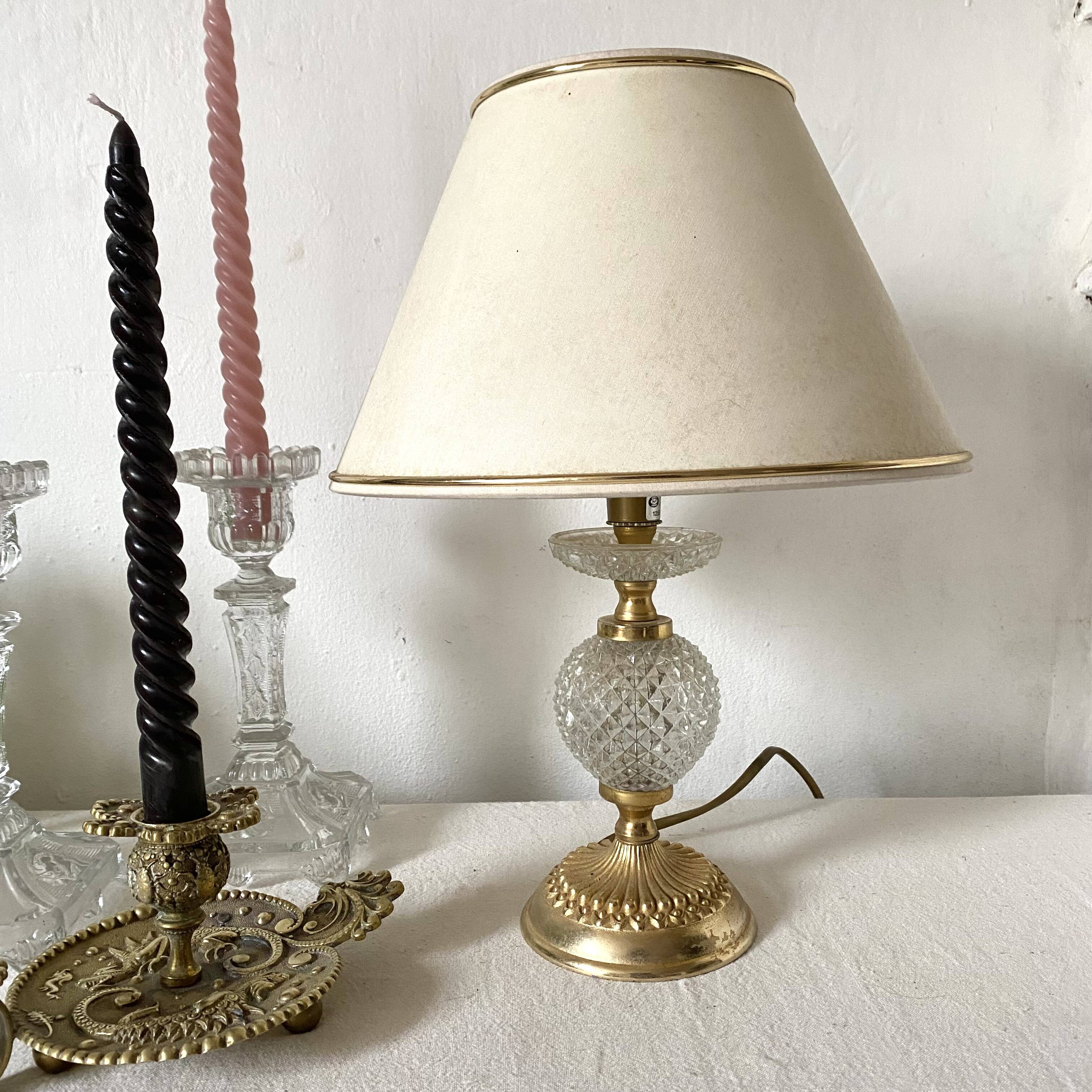 Retro lamp in glass and gold metal