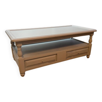 Large linen-colored coffee table