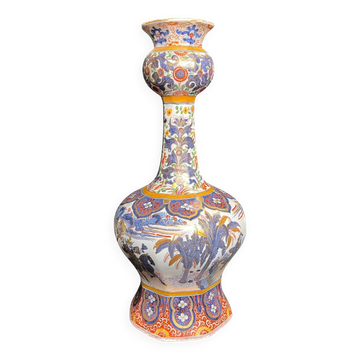 Delft, important vase pans coupés faïence émaillée XIXème