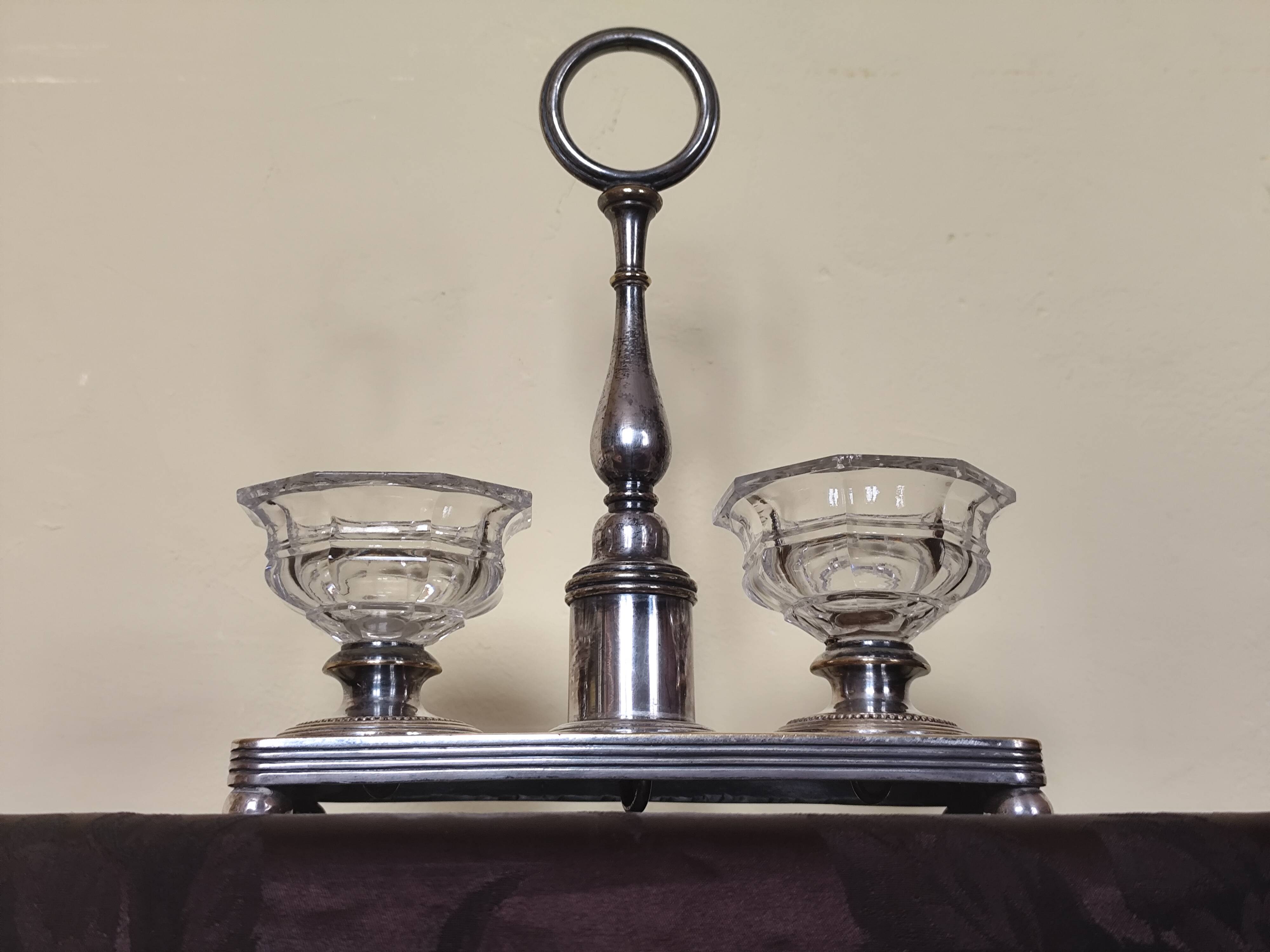 crystal and silver-plated metal salt and pepper shaker Christofle