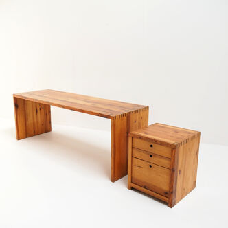 XXL Desk with Drawer Unit in Solid Pine by Ate van Apeldoorn