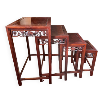 Nesting table red wood