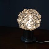 Mid Century Czech Crystal Glass Table Lamp, 1970s Chrome Base