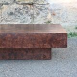 Table basse Loupe d'orme vintage 70