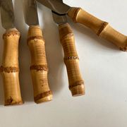 Set de 6 couteaux de table 1960 riviera manche bambou