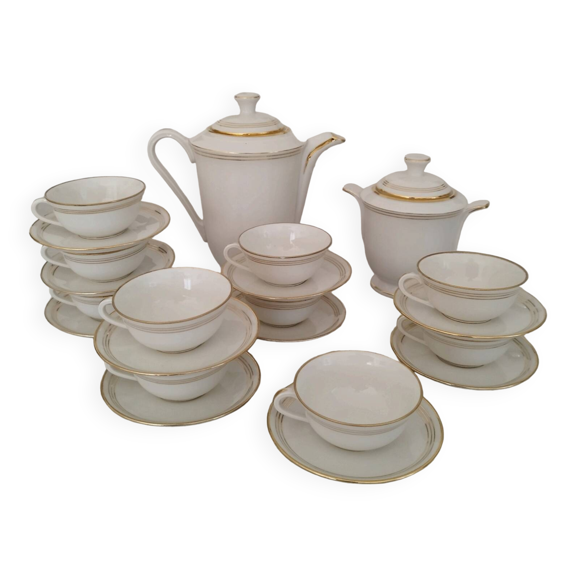 French Porcelain Coffee Service Pillivuyt et Cie Vintage