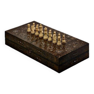 Game board with marquetry, oriental