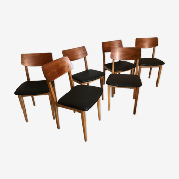 Set of 6 scandinavian chairs 1960