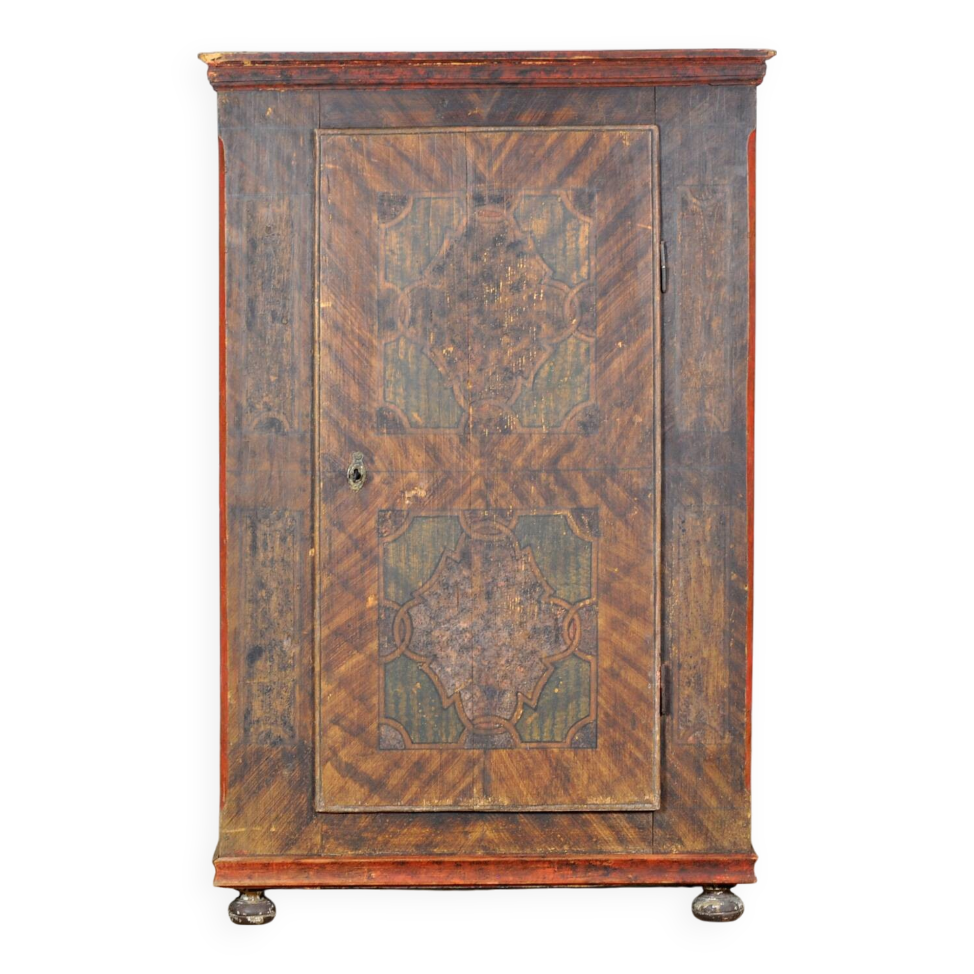 hand painted pine cabinet, circa 1850