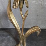 Old iris flower candle holder in solid brass