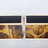 Pair of brass cabinets oxidized 1970