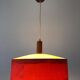 Red fabric ceiling light with textured plexiglass shade by Temde, 1960s, Germany.