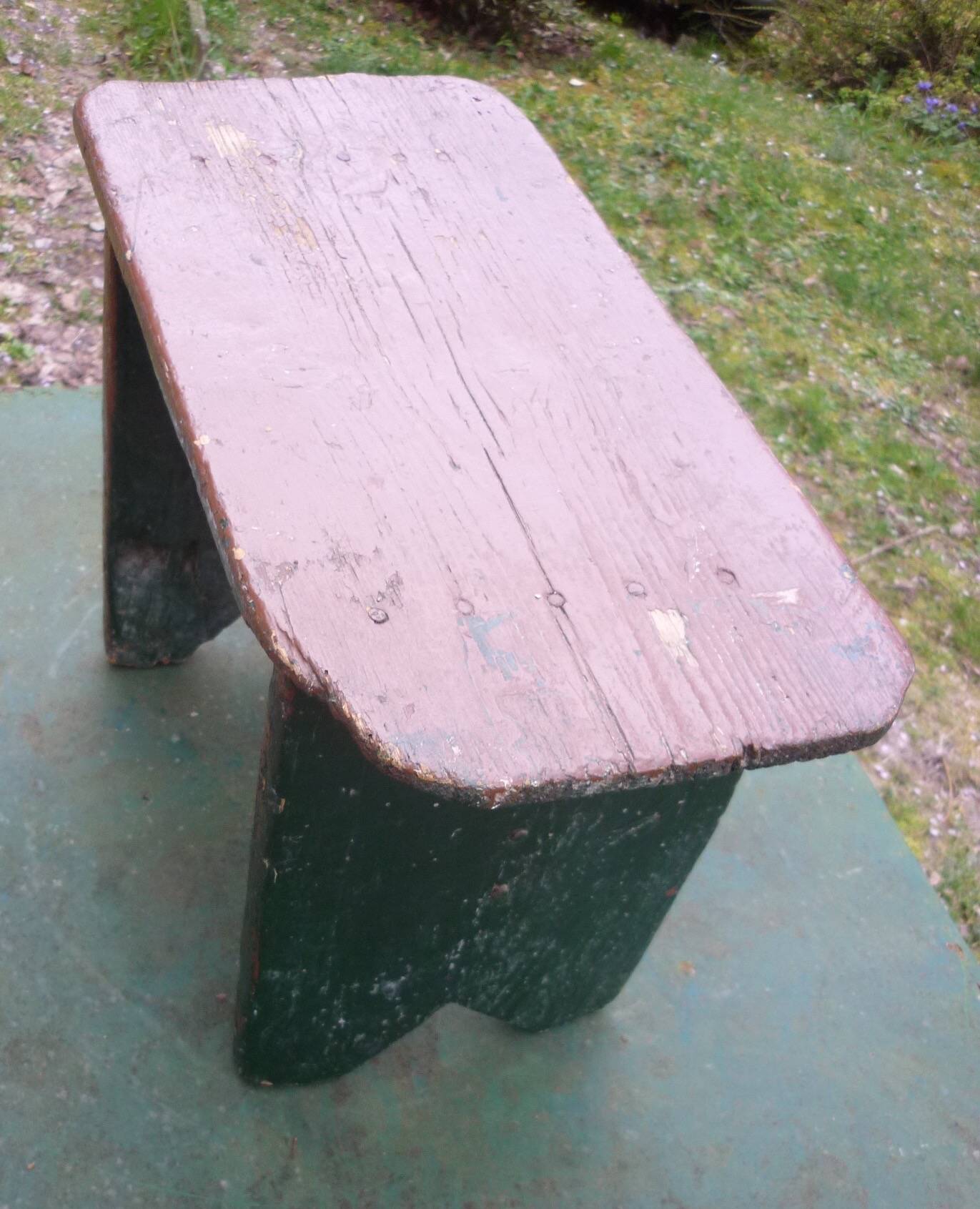 Vintage brutalist farmhouse stool bench