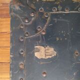Ancient military trunk made of wood and metal
