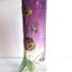 Legras enameled vase, multicolored pansies, colorless gradient purple glass