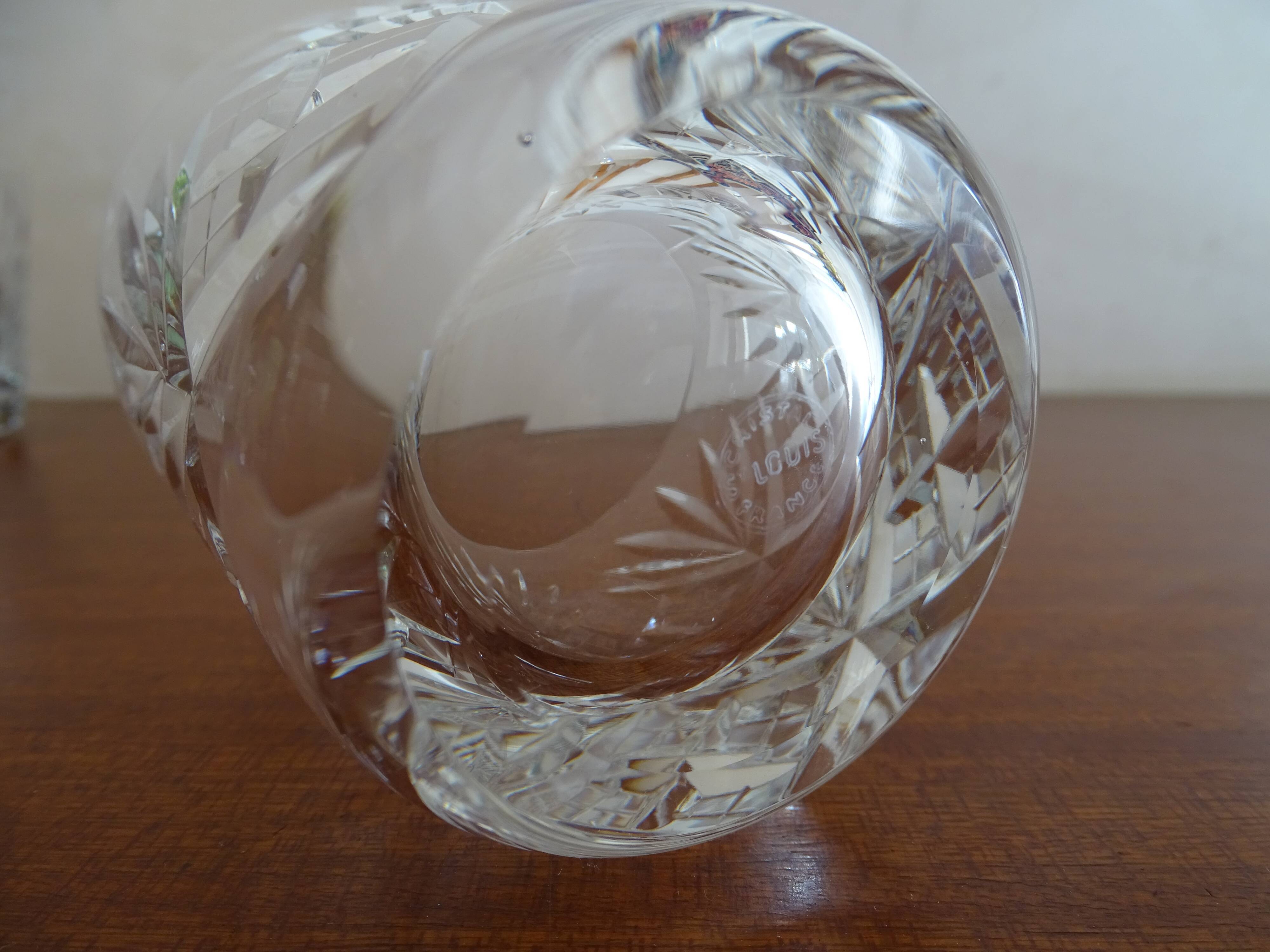 6 glass whisky crystal cut chantilly model signed, Cristal Saint Louis