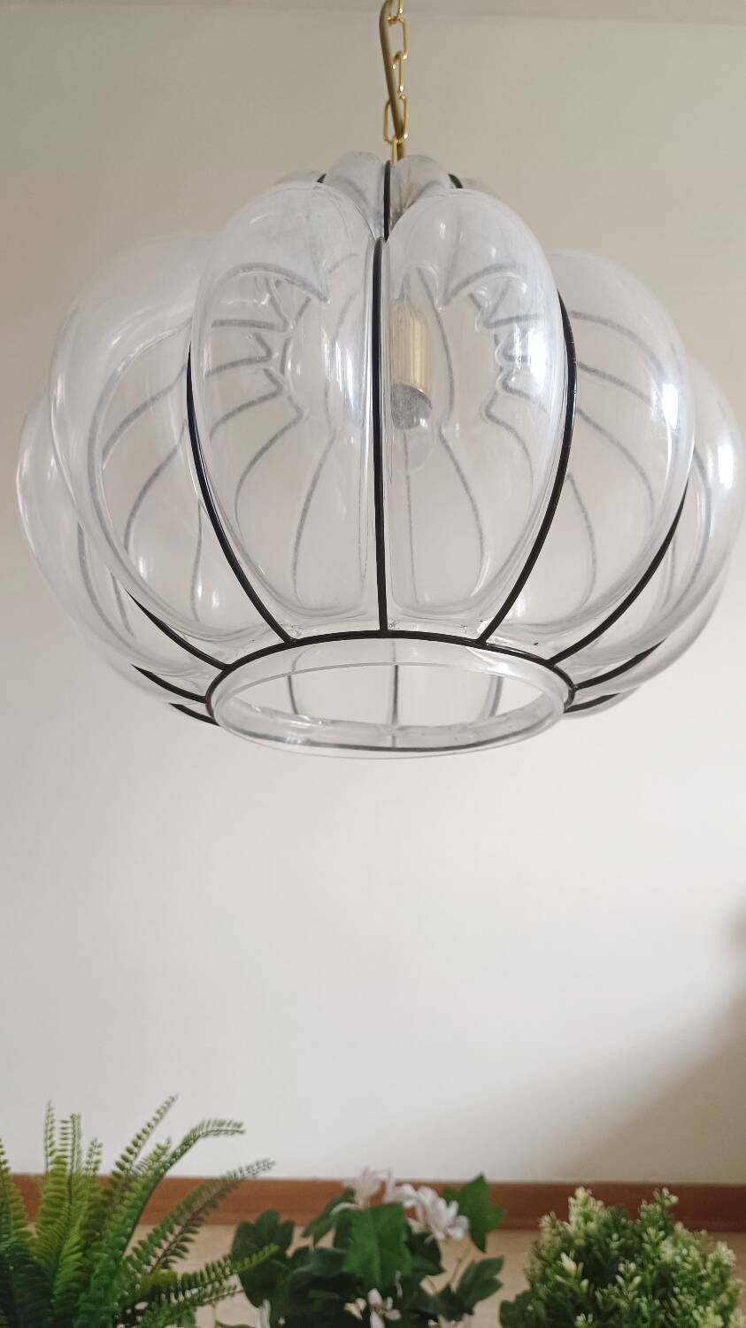 Murano lampe suspendue zucca - soufflé en cage - neuf