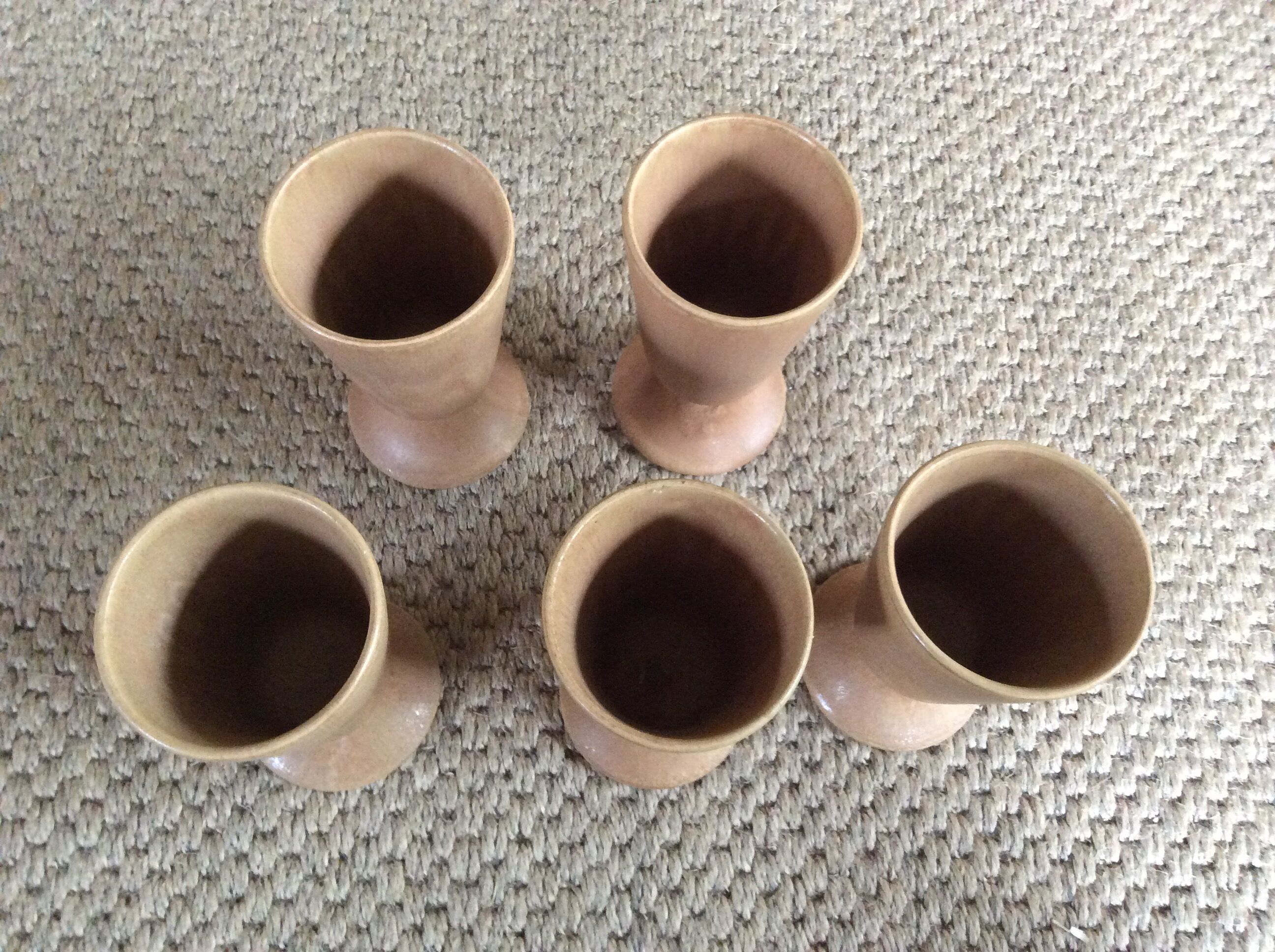Series of 5 sandstone cups