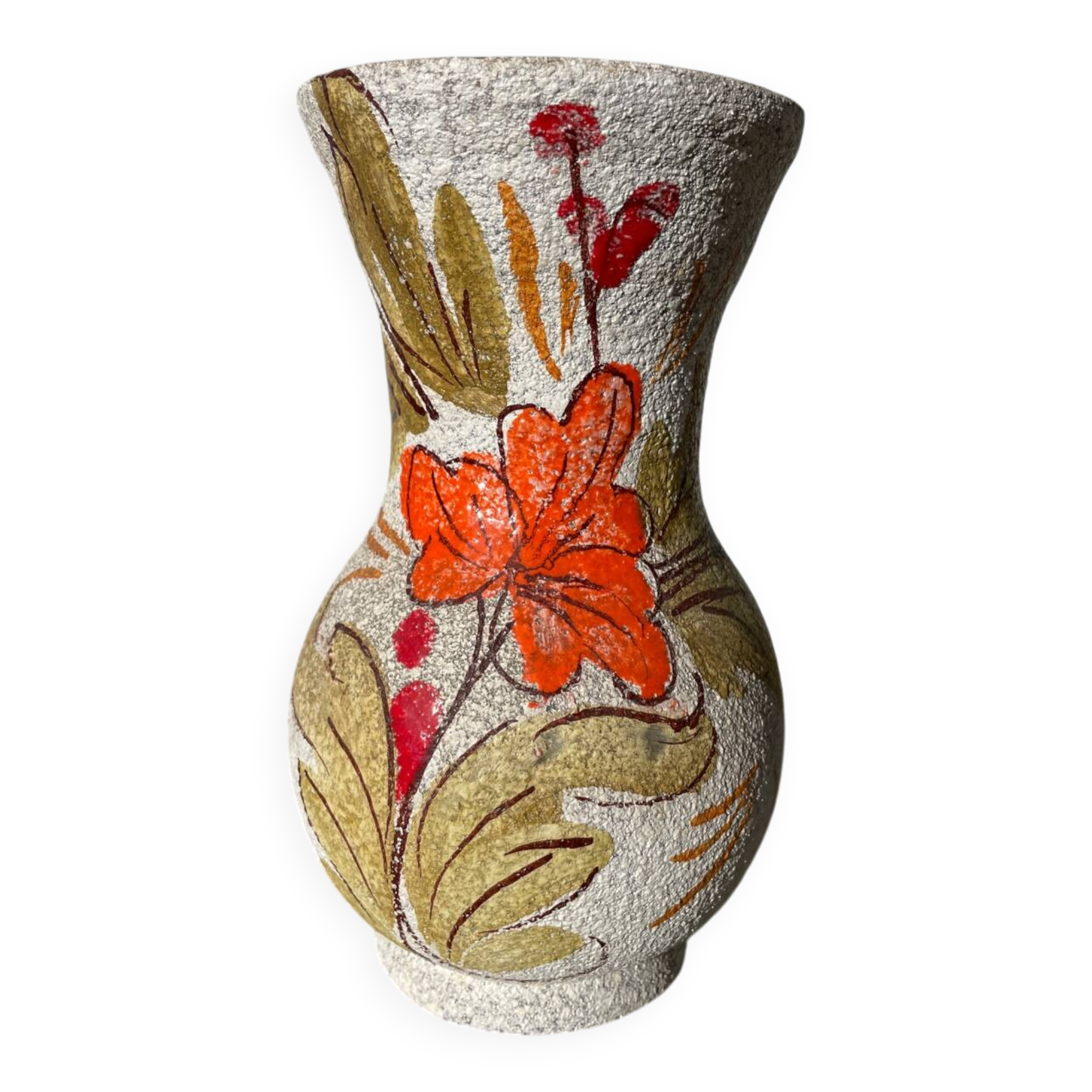Italian ceramic vase from 1950 with floral decoration