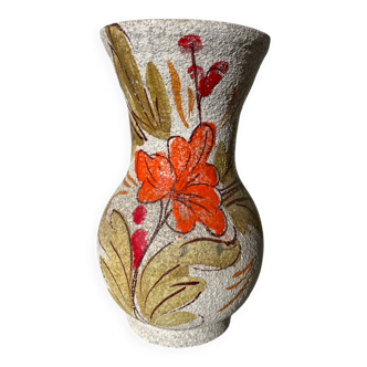 Vase italien en céramique 1950 à décor de fleurs