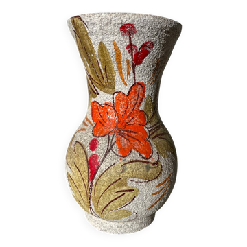 Italian ceramic vase from 1950 with floral decoration