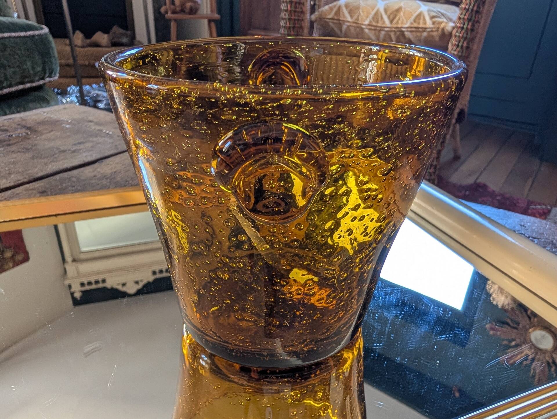 La Rochère – Amber bubble ice bucket from the 1970s