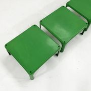 Set of 4 green stackable tables demetrio 45 by vico magistretti for artemide, 1960