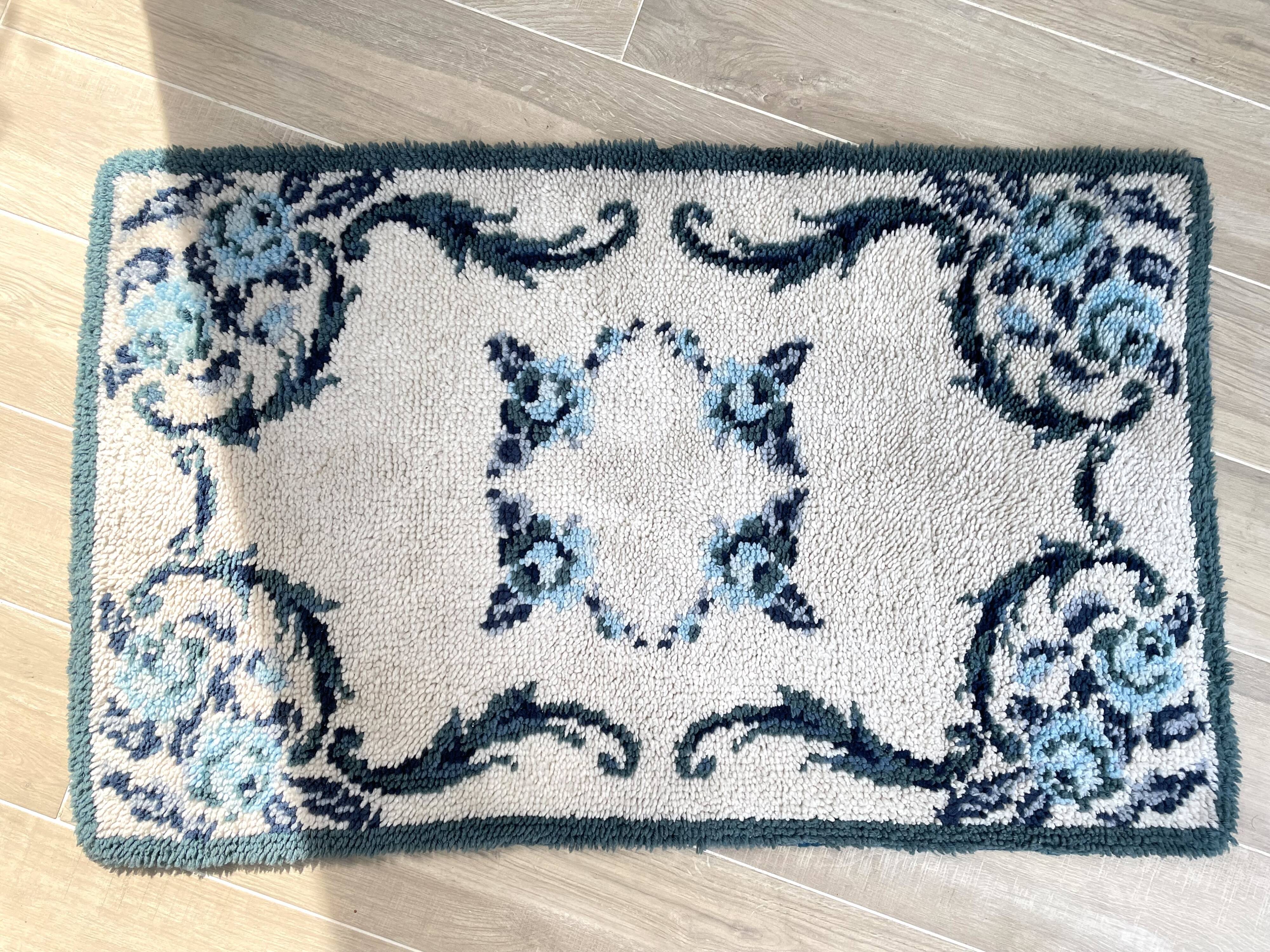 Bohemian pure wool blue rug 125x78cm